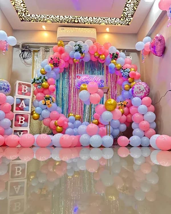 BalloonBazaar baby shower balloon decor installation