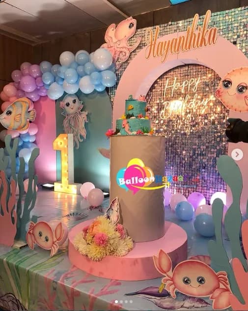 BalloonBazaar themed balloon backdrop installation